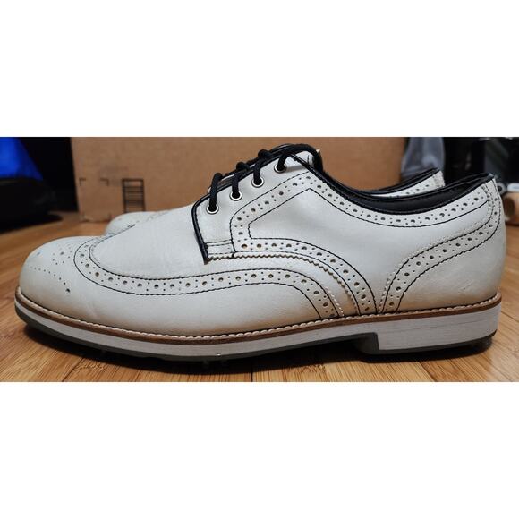 FOOTJOY FJ City 56435 Beige Golf Shoes Leather Men 11 M Waterproof Sports Spikes - Picture 3 of 10
